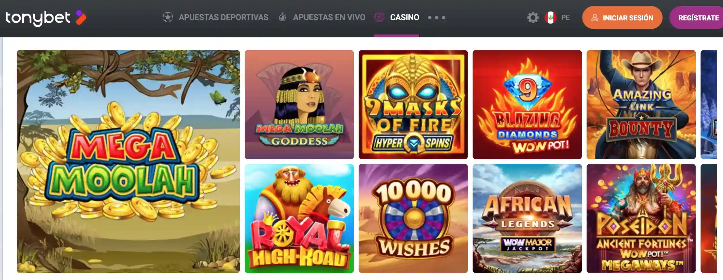 Juegos en Tonybet Casino Perú