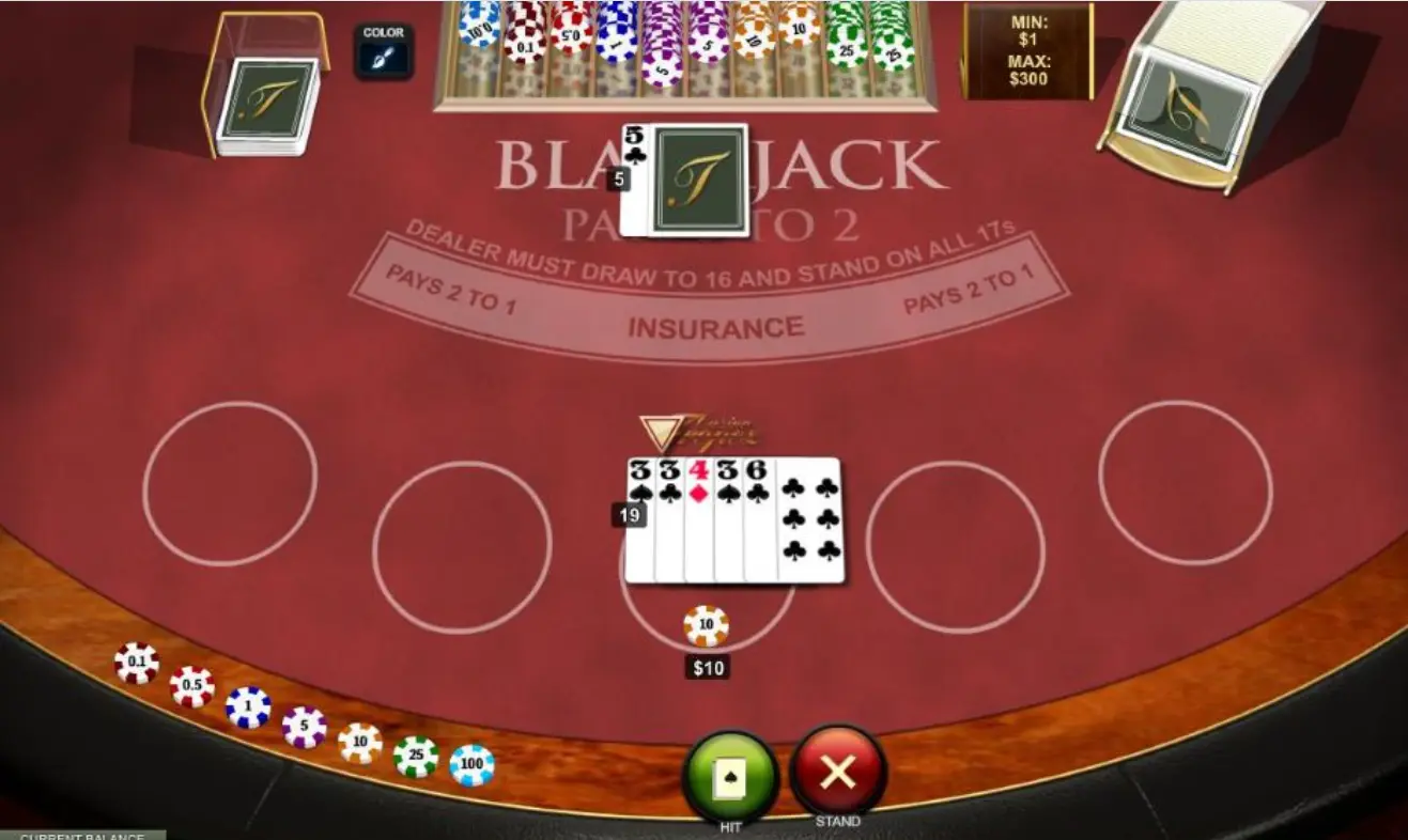 tablero blackjack